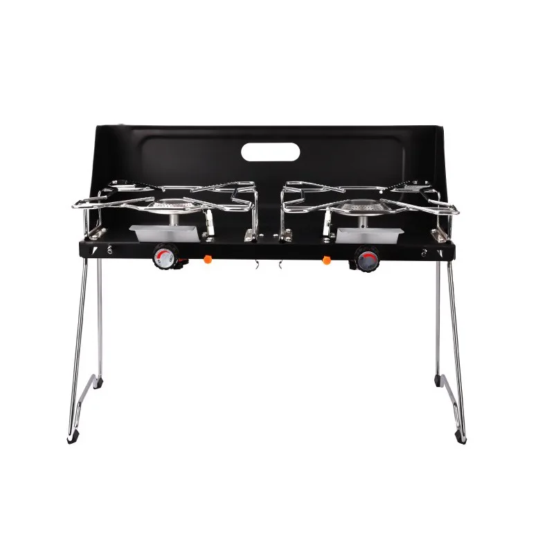 Firstents Outdoor Camping Folding Cassette Double-head Stove Heightened and Enlarged Camping Gas Barbecue Stove Picnic