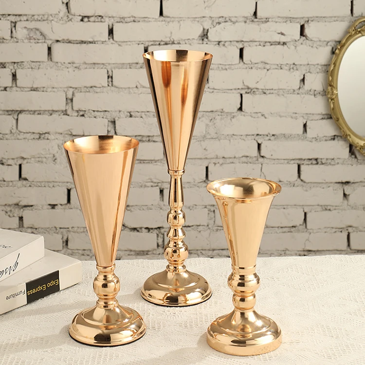 Gold/tall Candle Holders Display Metal Flower Arrangement Vase Stand For Wedding Table Centerpieces