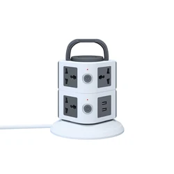 Multiple Universal Plug Outlet Socket Smart Electrical Individual Switch Desktop Charger Tower Extension Board With 2 USB Ports