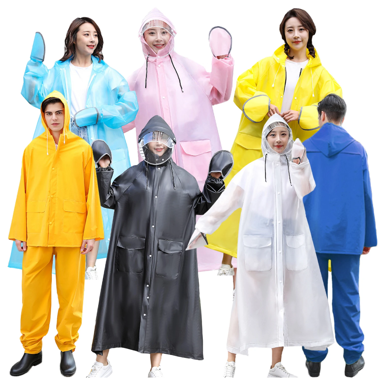 EVA Non- Disposable Waterproof Poncho Rain Coat Fashion Raincoat Hooded Raincoat For Adults Kinds Chidren