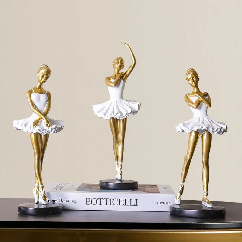 Beautiful Resin Dancing Girls Statue Sculpture Ornaments For Home Table Decor Ballet Dancer Art Ornament