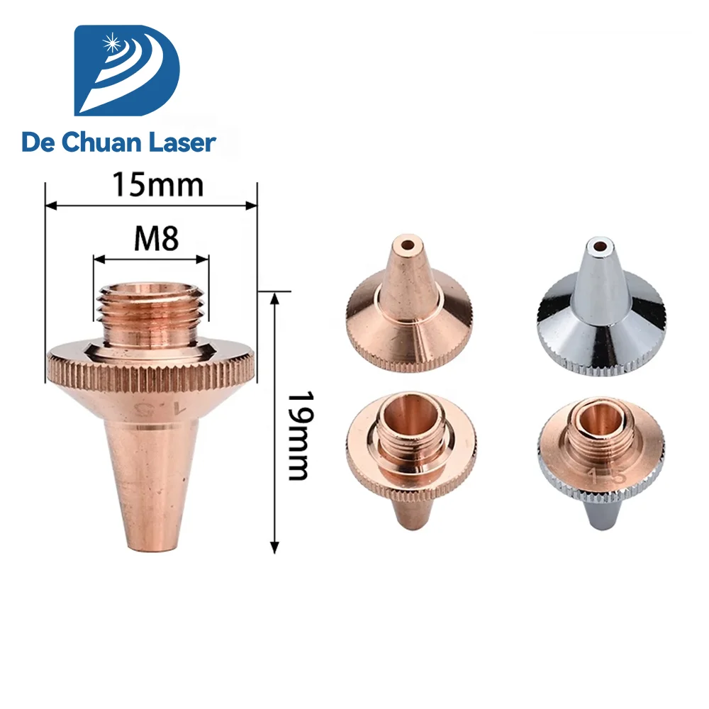 High Quality 3D M8 Caliber 0.8-4mm Single Layer Double Layer Laser Nozzles For Precitec Raytools Fiber Laser Head