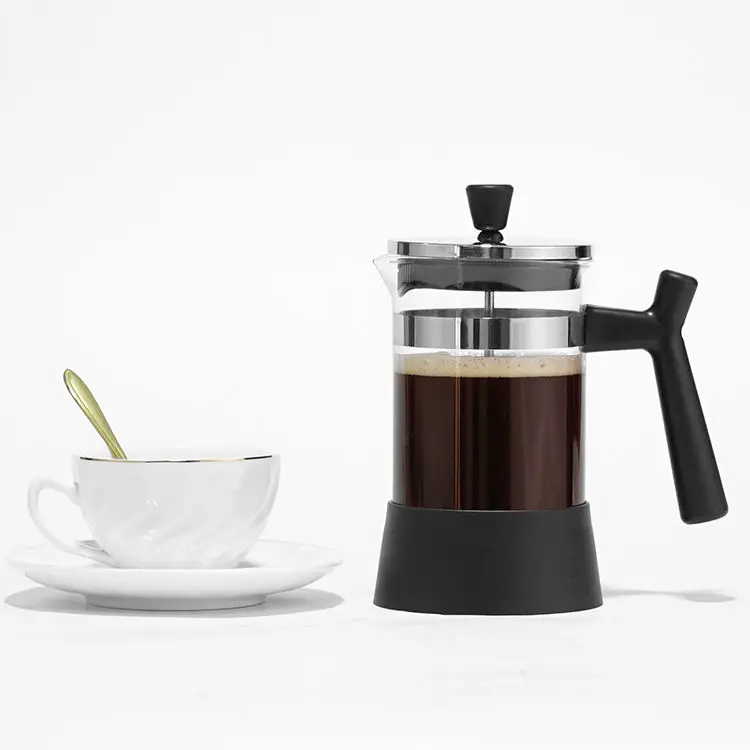 600 ML French Press Coffee Maker, Stainless Steel Coffee Press, Cold Brew Borosilicate Glass Coffee Pot for Camping Travel Gifts