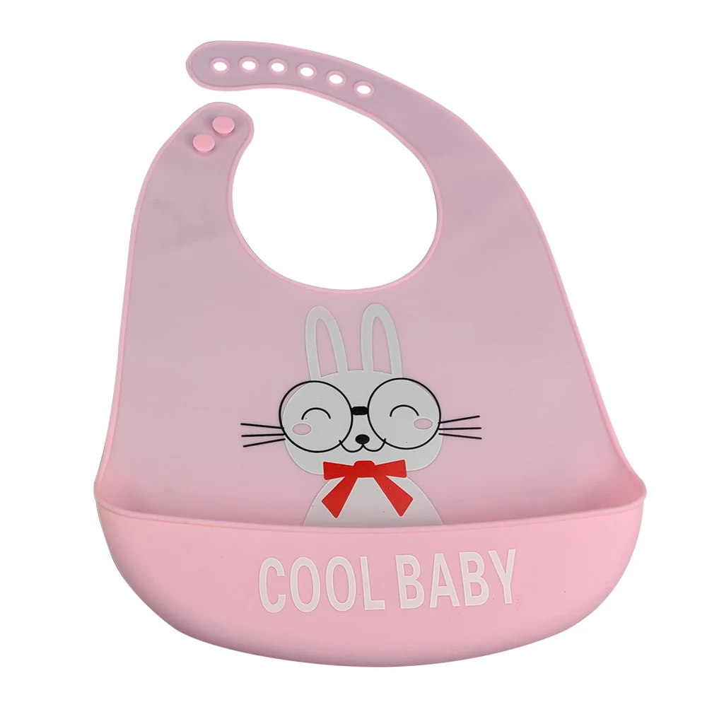 
Wholesale Silicone Soft Adjustable Baby Feeding Bibs with Food Catcher Pocket 