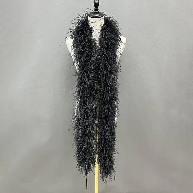 Оптом! Декоративные красочные 2 М перо полоски 6 слоев пушистый натуральная страусиным