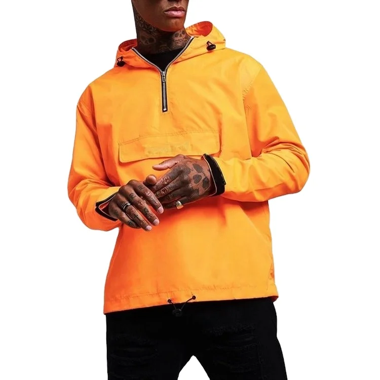 Outwear Pullover Winter Neon Orange Wholesale Winter Mens Anorak Windbreaker Jacket