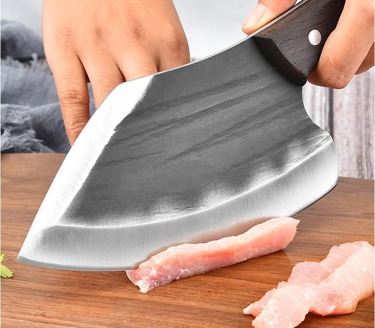 Сверхмощный оригинальный кухонный нож ручной работы из высокоуглеродистой стали кованый нож-Кливер костяные швабры для естественного приготовления пищи