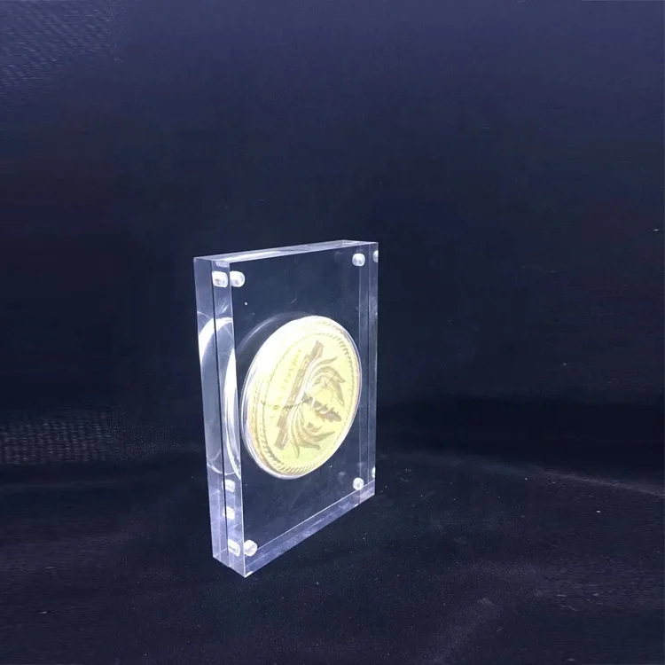 Factory supply high quality acrylic coin display rack stand customized design coin holder magnet display