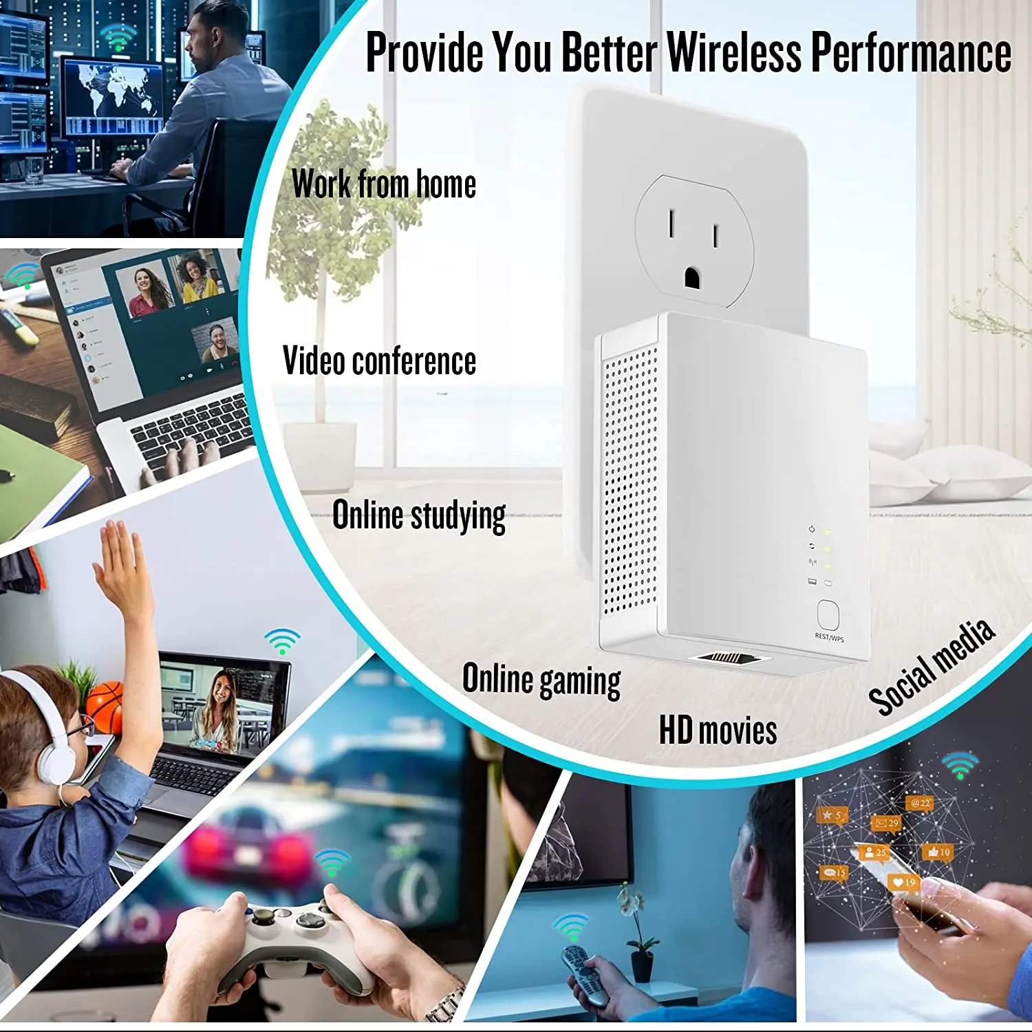2022 WiFi удлинитель беспроводной усилитель сигнала 300 Мбит/с интернет-бустер для