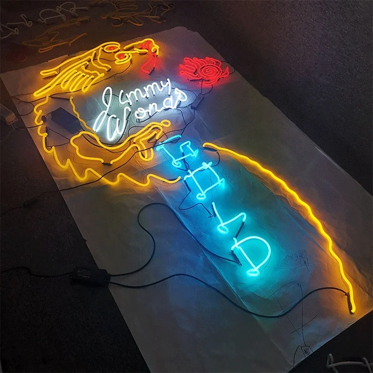 Retro Giant Dragon Glass Tube Neon Sign Honkong Style Neon Tubing Display