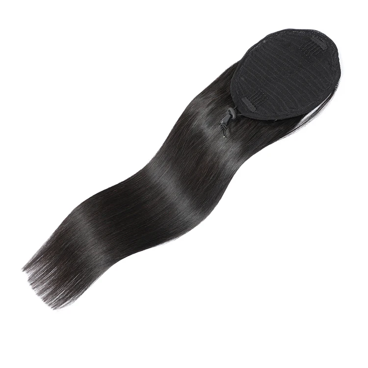 Best Selling Wholesale 10-28 inches Drawstring Human Hair Ponytail 1b# Straight Hair Drawstring Ponytail for Black Women