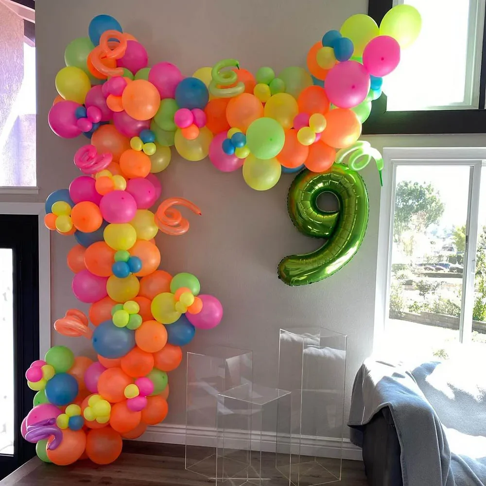 Neon Glow Long Balloons UV Reactive Fluorescent Balloons Magic Balloons 80s 90s Birthday Black Light Party Decorations