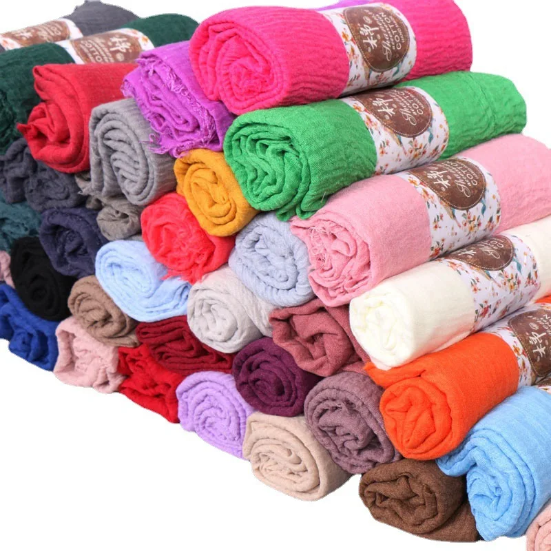2024 Hot Sale Fashion Women Cotton linen Hijab Premium Khaki Shawl Wrap Head Wrap Scarf For Women
