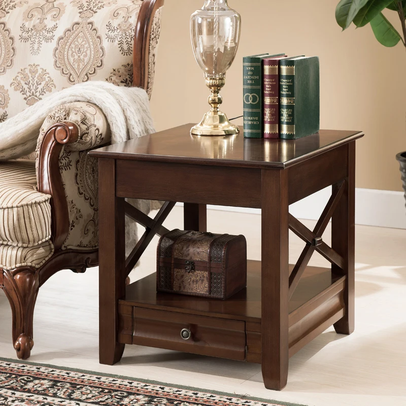 Knock down Wooden Chairside Storage Table Space saving End Table