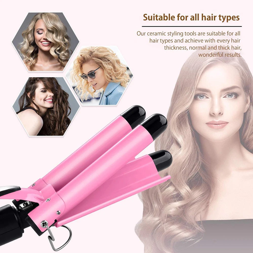 Professional Triple Barrel Auto Rotating Hair Curler Wave Curler Automatic Ceramic Hair Waver Wand Curling Iron for Curl Hair