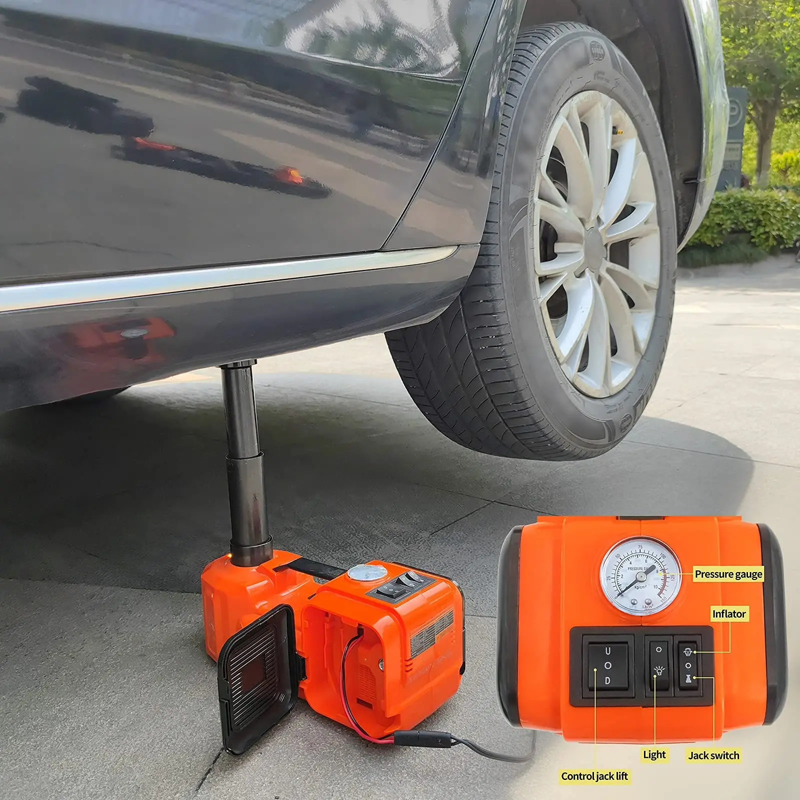 Electric Car Jack 5 Ton Hydraulic Electric Car Jack Kit with Electric Impact Wrench LCD&Tire Pressure Display car ramp