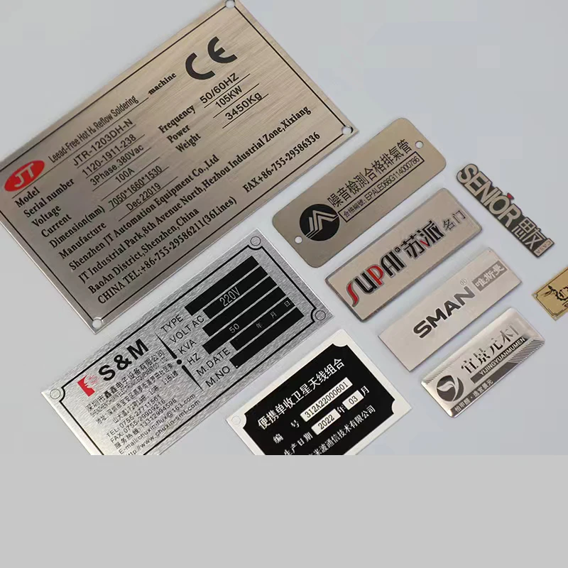 Custom Printed Engraved Generator Metal Name Plate Tag Label Alu Plaques Aluminium Industrial Machine Tools Nameplates