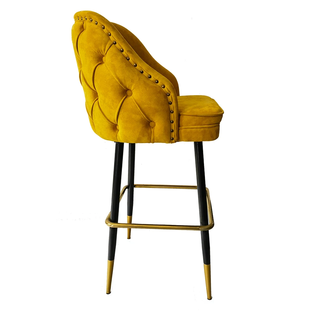 Легкая Роскошная высококачественная мебель для ресторана, металлический коммерческий высокий стул, бархатный барный стул