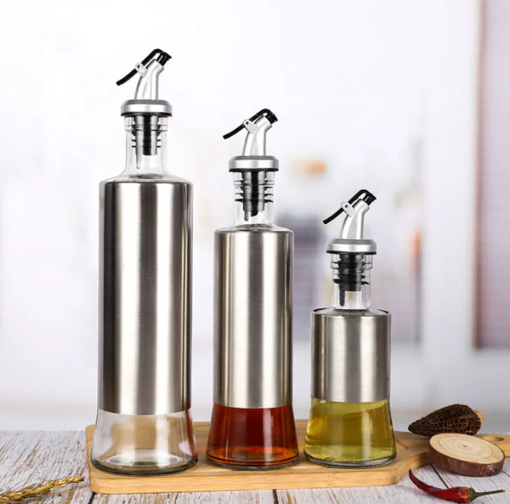 glass oil and vinegar bottle with stopper,glass oil and vinegar cruet with coating