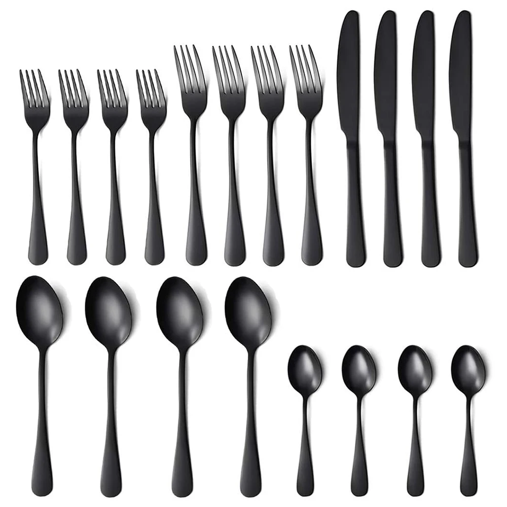 American matte black flatware,  30PCS stainless steel flatware set, black cutlery spoon knife fork