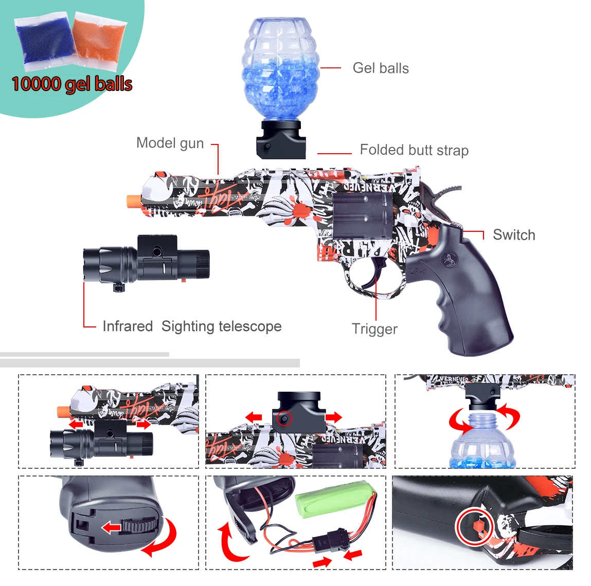 Srcooat Revolver Gun Toy Kids Gun Toys Electric Blaster for outdoor team game