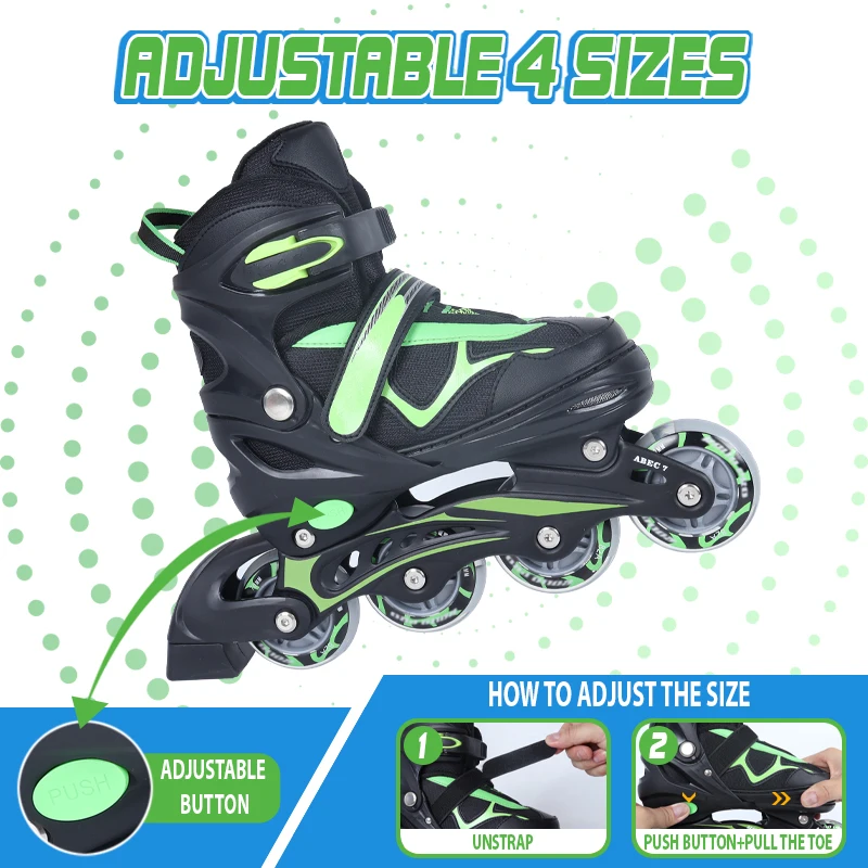 New Arrive Custom Logo Patines Adjustable Kids Adults 4 Flashing PU Wheels Roller Inline Skates Shoes