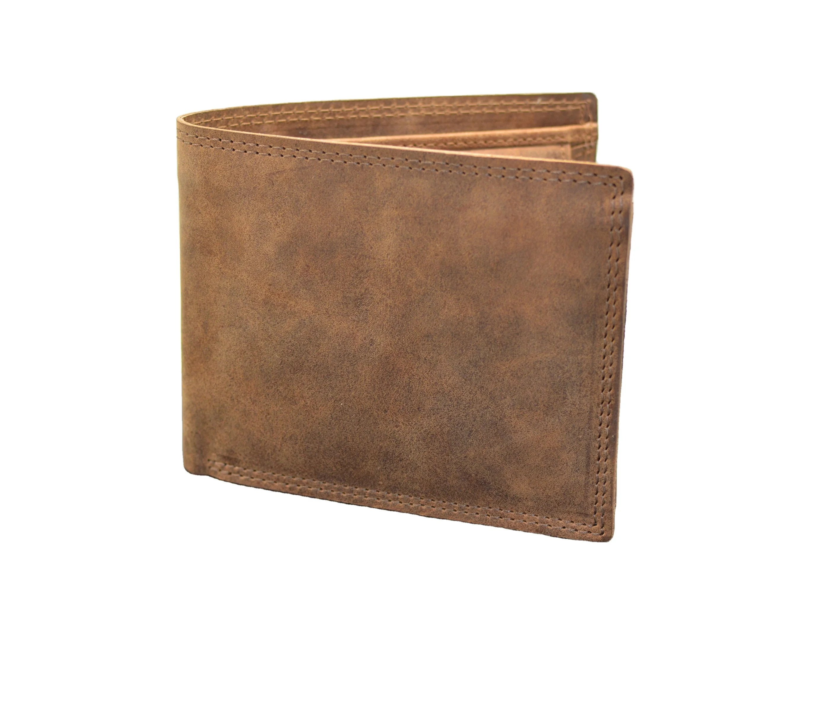 
OEM RFID Blocking Crazy Horse genuine Leather Trifold Mens Wallet With Id Window and Coin Pouch 