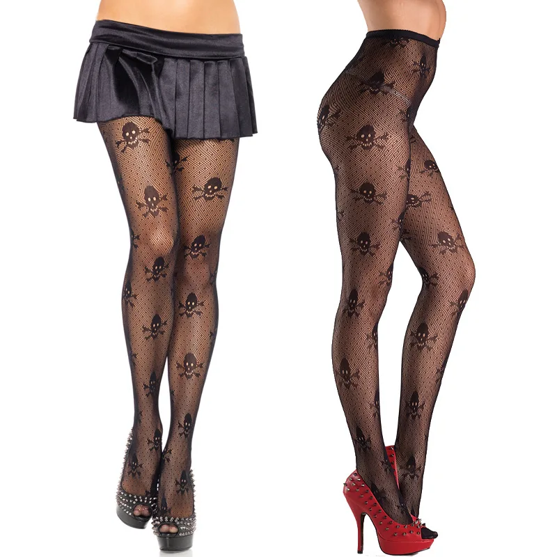 2024 New Halloween Skull Design Thin Solid Pattern Spring and Autumn Knitted Pantyhose 41