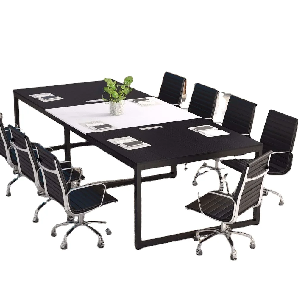 8ft Metal Meeting Room Table Conference With Chairs Office Desk for Small Soho Home Workstation
