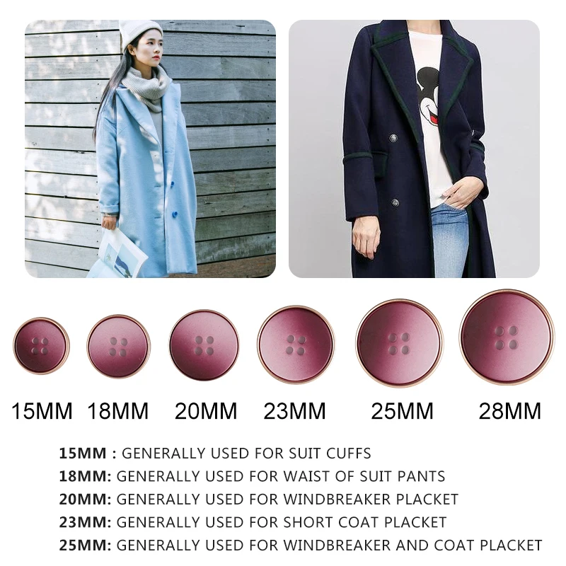 High quality luxury coat button clothes accessories embossed double-stitched button alloy four-hole jacket buttons With Coat