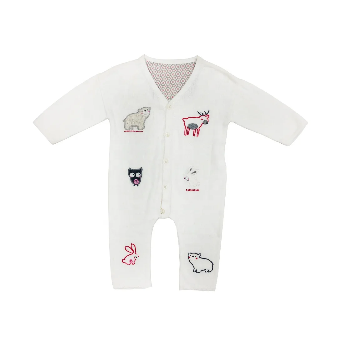 Комбинезон жаккардовый с мультяшными животными для новорожденных одежда для сна вязаные детские комбинезоны