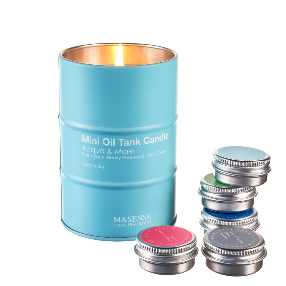 Custom 320g Mini Oil Tank Jar Organic Soy Luxury Fragrance Scented Candles