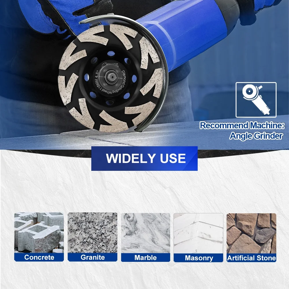 SHDIATOOL 115mm Diamond Concrete Grinding Cup Wheel OEM Supported Angle Grinder Polishing Disc