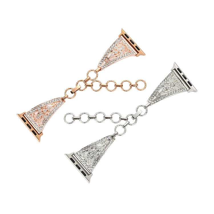 Custom diamond decoration metal watch strap compatible with for apple watch band 40mm 38mm s/m/l