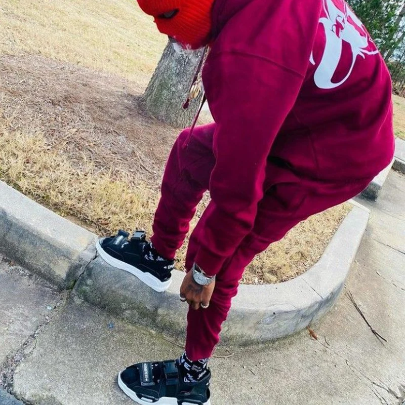 Clothing Manufacturer Custom Streetwear Sweatsuit Stacked Jogger Sets Slim Fit Custom Tracksuit Sweatpants Hoodie Set For Men