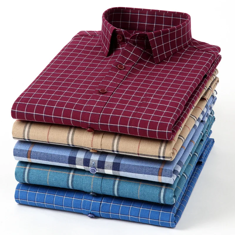 Casual 100% Cotton Men's Shirts Men Slim Fit Dress Shirt Long Sleeve Plaid Shirts Drop 2024 Wholesale New for Men Hip Hop