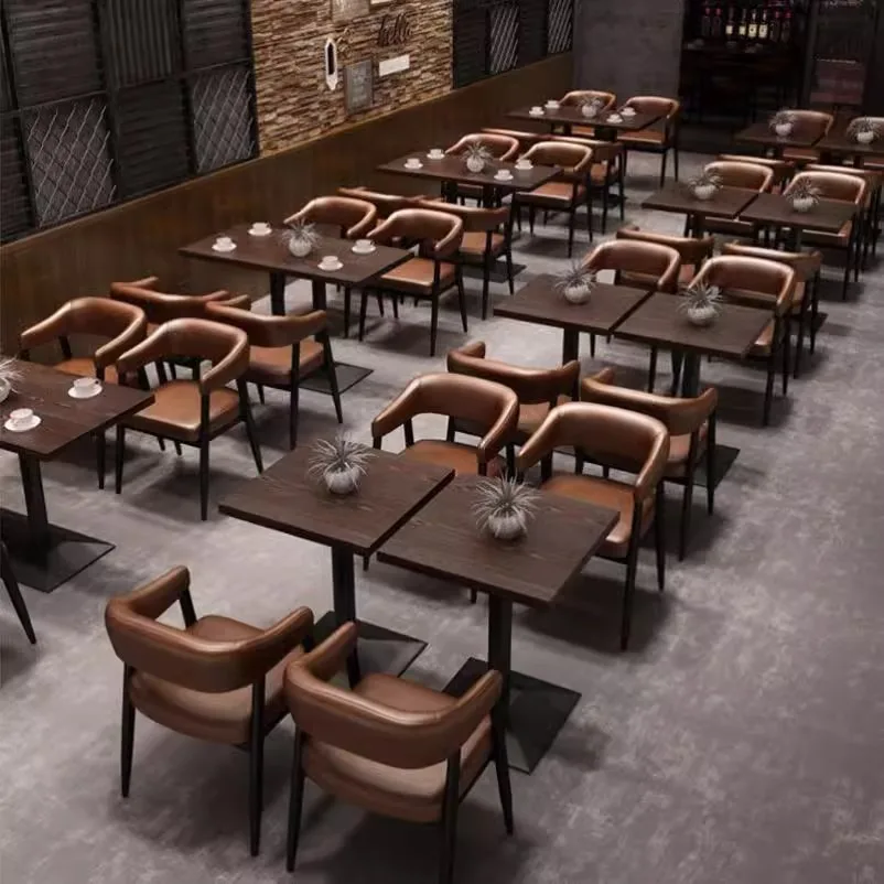 Modern Commercial Dining Set for Restaurant Furniture Wooden Tables and Chairs