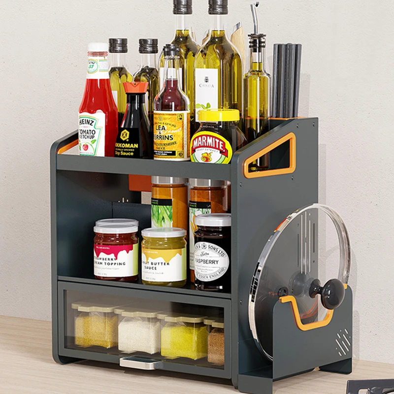 portable wooden spices for kitchen black cabinet countertop storage spoon rack standing seasoning organize space saving