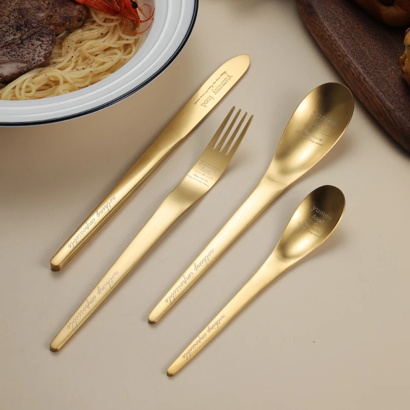Fashion Stainless Steel Flatware Set 4pcs With Gift Box Metal Gold Wedding Cutlery Set Silverware