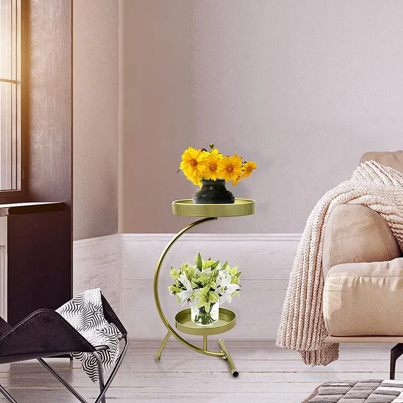 Good Price New product 2 Layer Folding Metal Living Room Bedroom Flower Plant Pot Shelf Rack Display Stand
