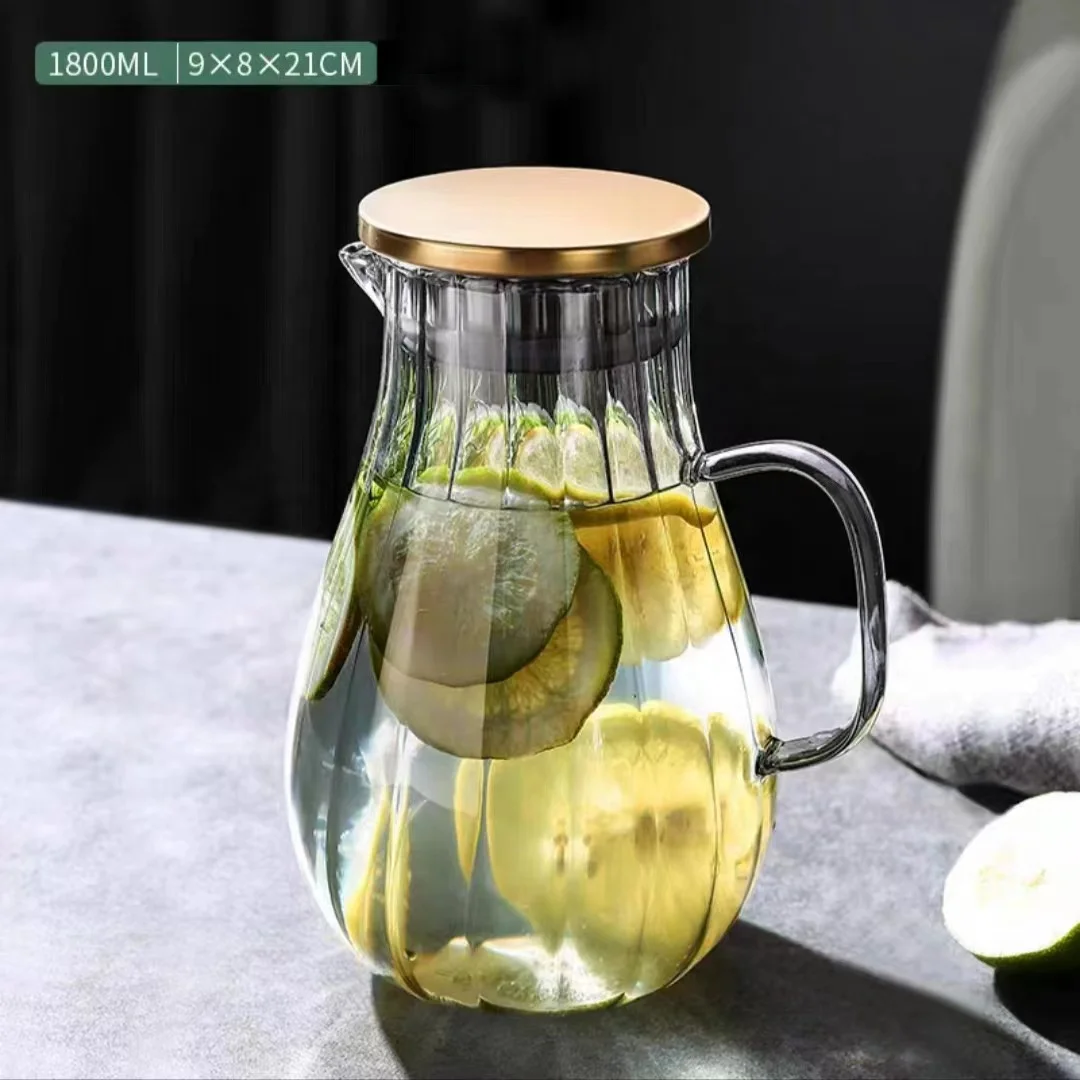 Wholesale Glass Cold Water Pitcher with Lid and Handle Hot Water Glass Jug for Household Custom Color