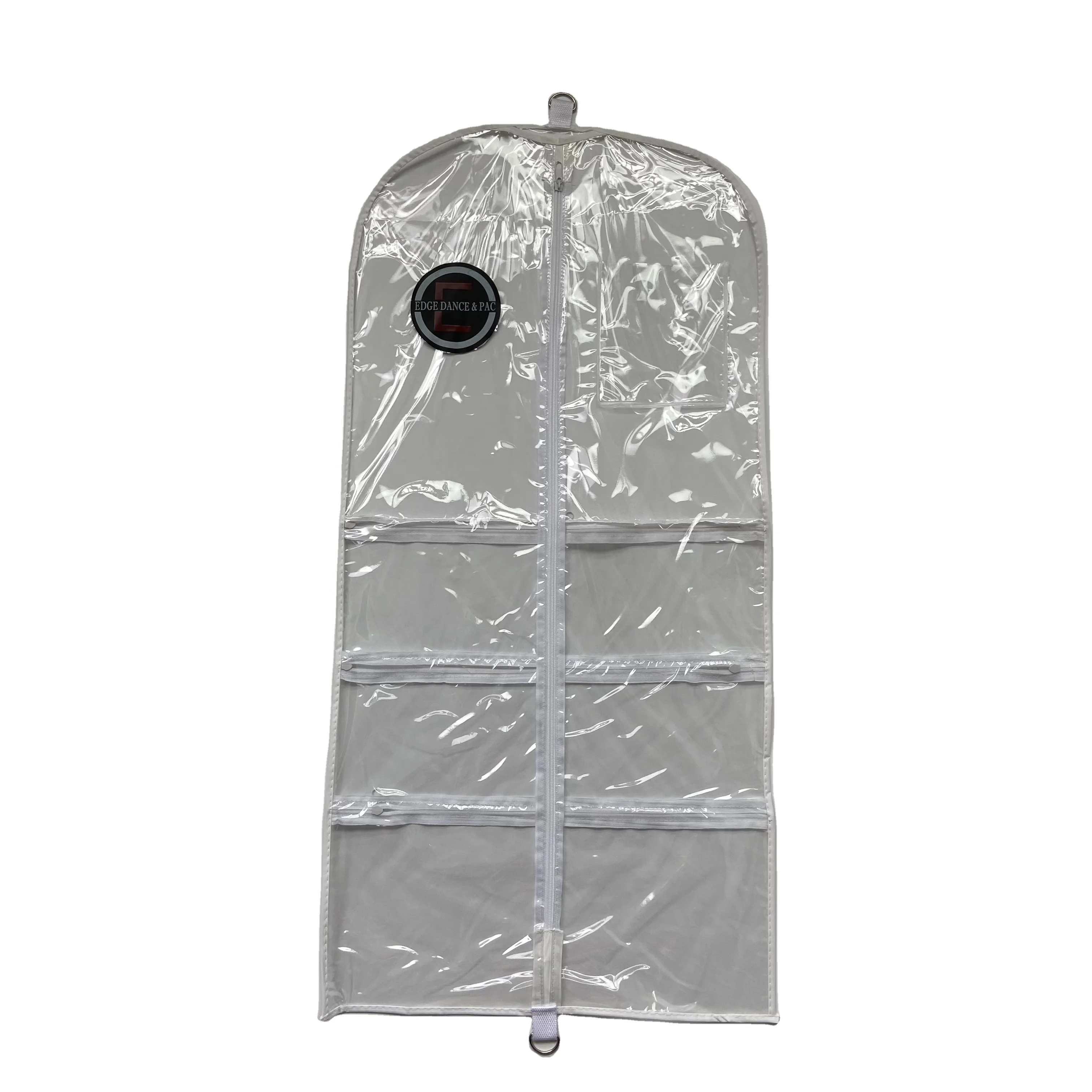 clear pvc dance costume garment bag with pockets dance garment bag personalized clear garment bag with ID Pockets