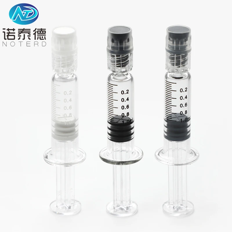 1 ml oil packaging luer lock glass syringe with 16g blunt tip white needle