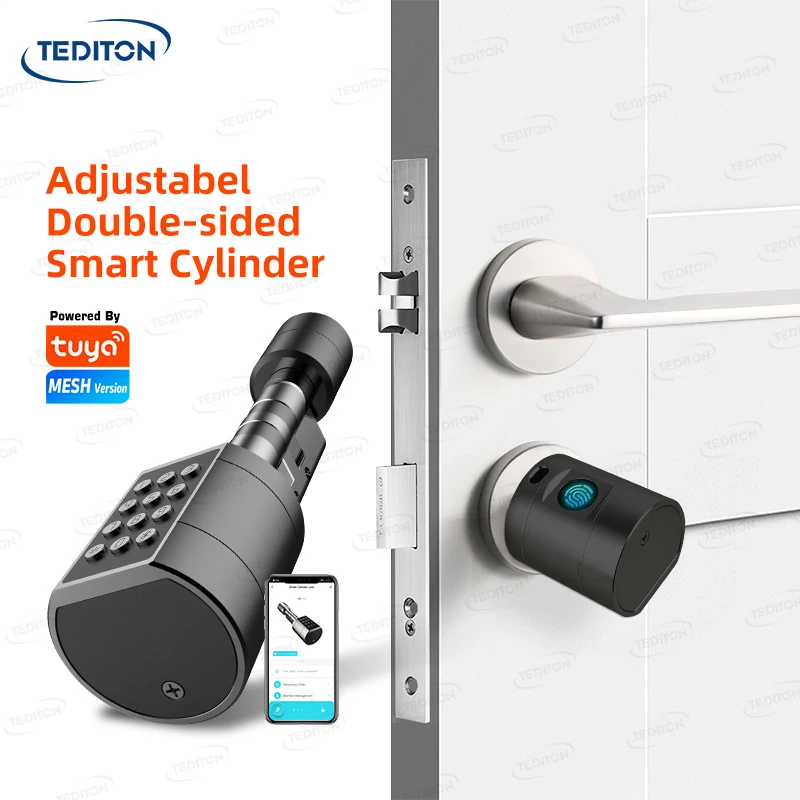 Tediton CE Certification Safety Electric Tuya APP Fingerprint Smart Euro Cylinder Locks