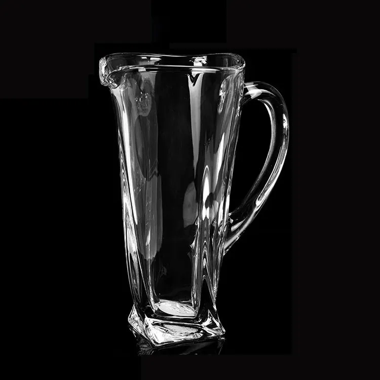Large Capacity Super Beautiful Diamond Glass Cold Water Pitcher with Handle and Cup Sets