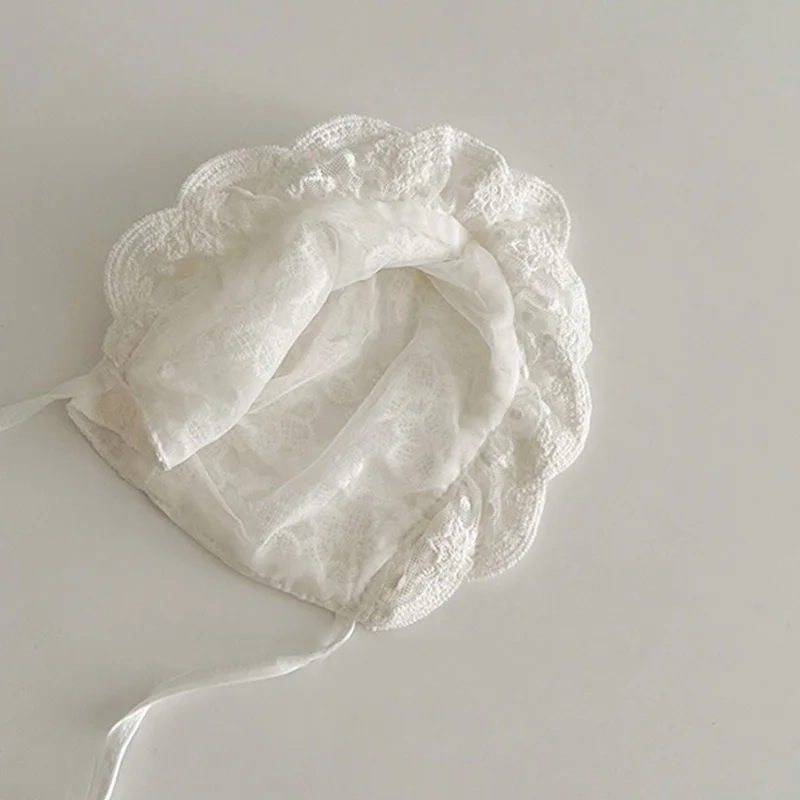 Toddler Accessories 0-18M Lace Hollow Baby Bonnet Newborn Hat For Girls White Summer Baby Sun Protection Princess Infant Hats
