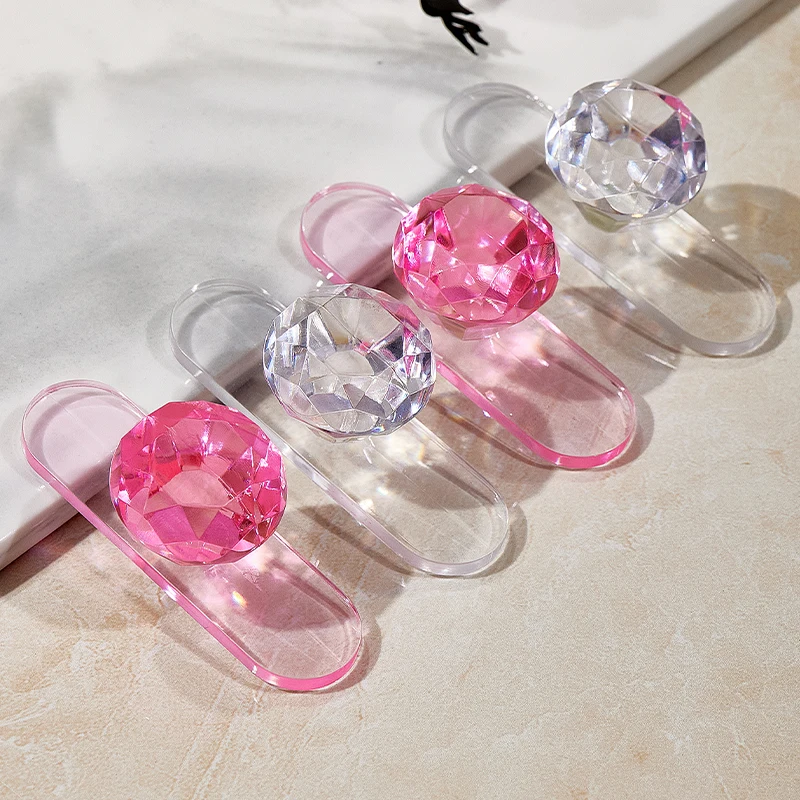 Punch-free Crystal Drawer Handle Self-Adhesive Acrylic Transparent Cabinet Wardrobe Furniture Pulls Handles Hanger Hooks