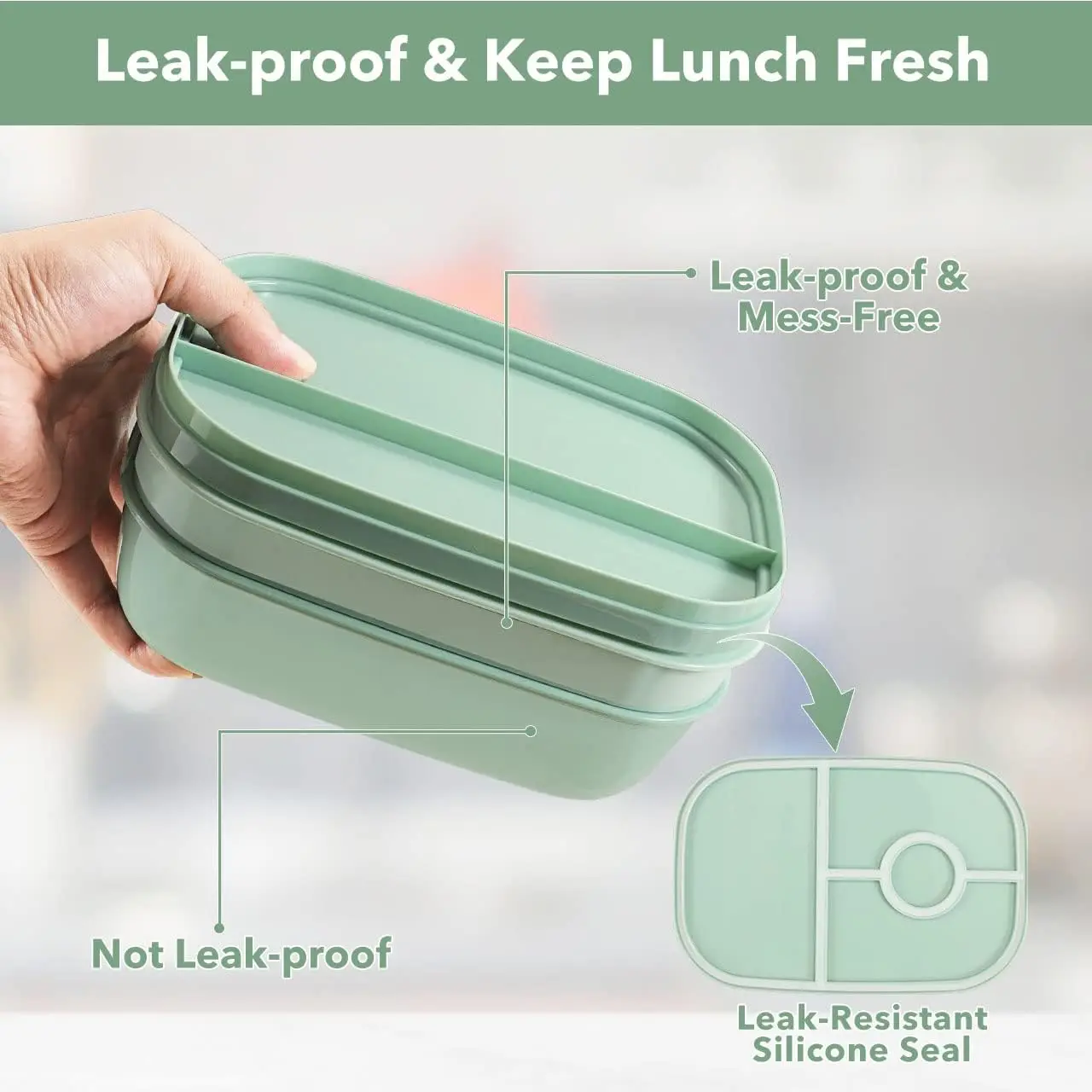 Direct Factory Wholesales 1900ml Stackable Bento Box Adult Lunch Box 3 Layers All-in-One Lunch Containers with Multiple Compartm