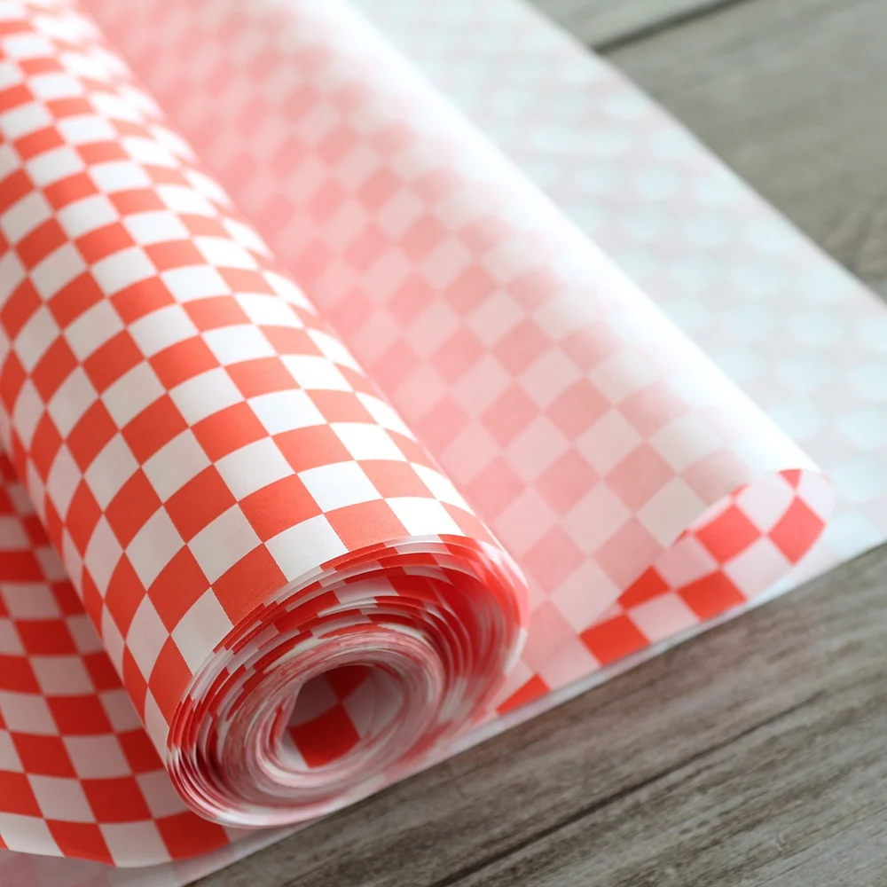 Wholesale custom printed food grade disposable greaseproof fast food wrapping paper