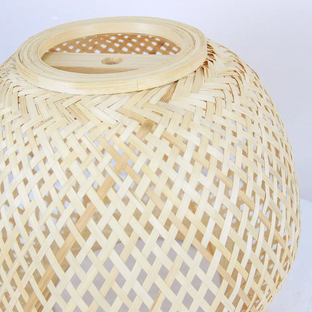 Shangfeng High Quality Eco-friendly Handmade Lampshade Bamboo  Woven Lampshade with Wooden Boards